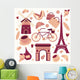 Paris symbols collection Wall Mural
