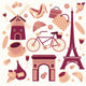 Paris symbols collection Wall Mural