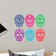 Mexican sugar skull, Dia de los Muertos colorful icons set 