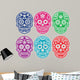 Mexican sugar skull, Dia de los Muertos colorful icons set 