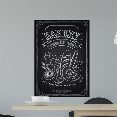 Vintage Bakery Poster with shown on a wall