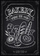 Vintage Bakery Poster with pastry. Freehand drawing 