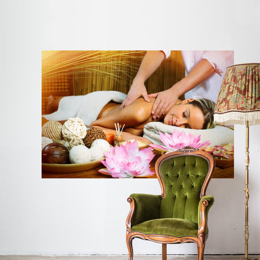 Beautiful woman having massage. Wall Mural