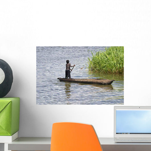 Young Boy Dugout Canoe Wall Decal