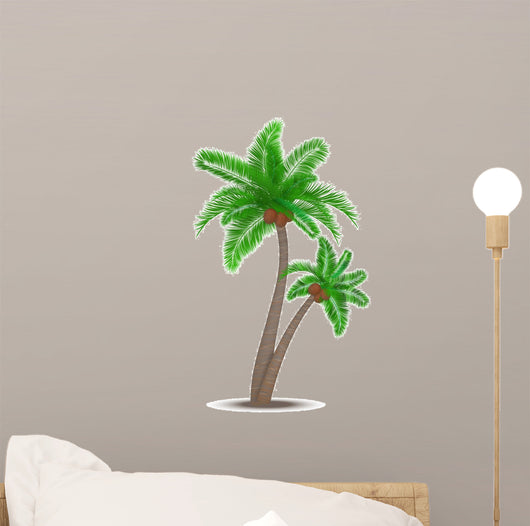Tropical palm tree with coconuts 