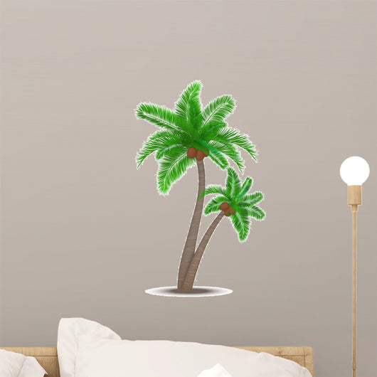 Tropical palm tree with coconuts 