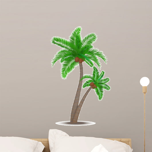 Tropical palm tree with coconuts 