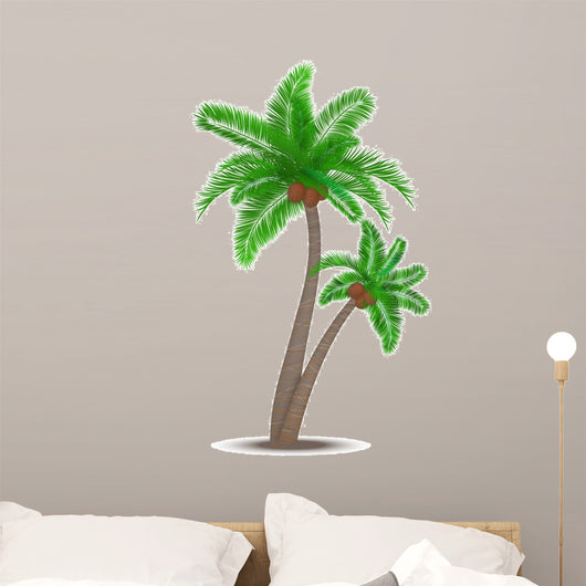 Tropical palm tree with coconuts 