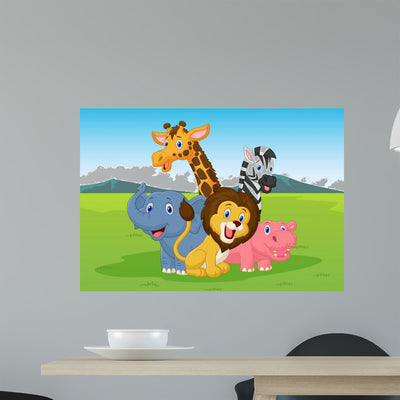 Happy Cartoon Safari Animal shown on a wall