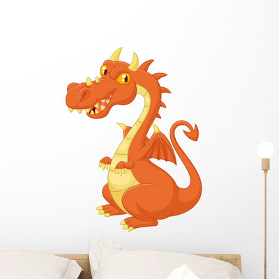 Cute Dragon Cartoon shown on a wall