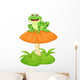 Funny Frog Sitting on Mushroom 