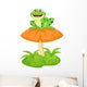 Funny Frog Sitting on Mushroom 