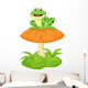 Funny Frog Sitting on Mushroom 