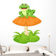 Funny Frog Sitting on Mushroom 