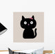 Cute Cartoon Black Cat with Big Eyes. Wall Mural