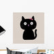 Cute Cartoon Black Cat with Big Eyes. Wall Mural