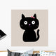 Cute Cartoon Black Cat with Big Eyes. Wall Mural