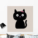 Cute Cartoon Black Cat with Big Eyes. Wall Mural