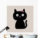 Cute Cartoon Black Cat with Big Eyes. Wall Mural
