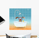 Dog with diving mask in bathroom 