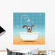 Dog with diving mask in bathroom 