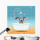 Dog with diving mask in bathroom 