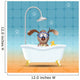 Dog with diving mask in bathroom 