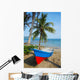 Boat on Tropical Beach With Coconut Tree 