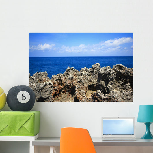 Rock sea ocean  island blue sky Wall Mural