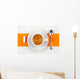 CafÃ© crÃ¨me sur fond orange et blanc. Wall Mural