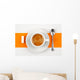 CafÃ© crÃ¨me sur fond orange et blanc. Wall Mural