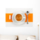 CafÃ© crÃ¨me sur fond orange et blanc. Wall Mural