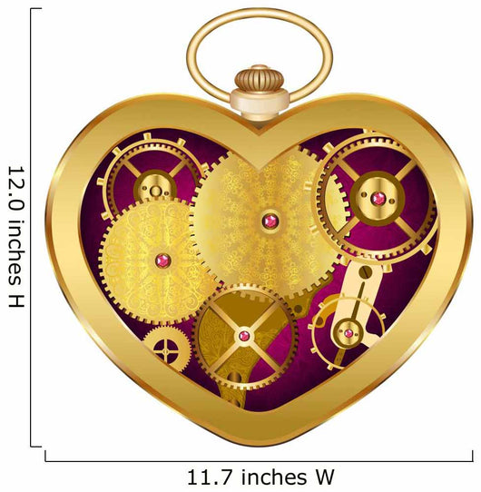 Clockwork heart-shaped clock. Isolated on white background. Orig Wall Decal