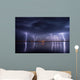 Thunderstorm and lightnings in night over a lake with reflaction 
