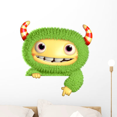 3D Cartoon Monster shown on a wall