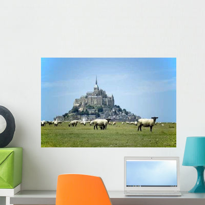 Mont Saint Michel with Wall Decal shown on a wall