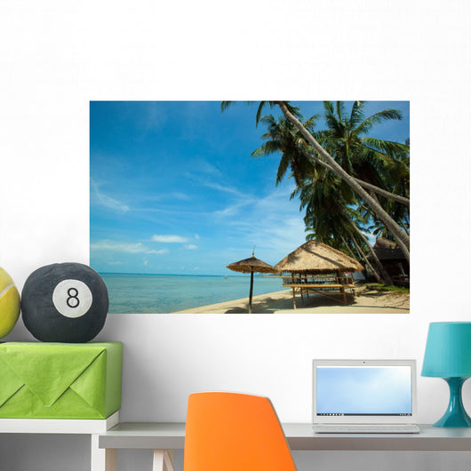 Beach and Coconut Tree Wall Decal