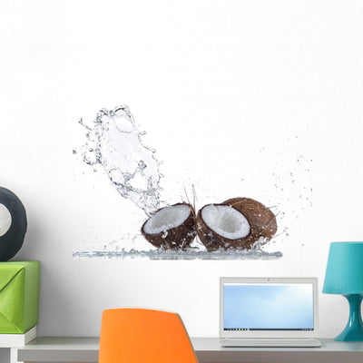 Coconuts with Water Splash shown on a wall