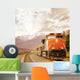 Freight train in Canadian rockies. Wall Mural