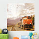 Freight train in Canadian rockies. Wall Mural