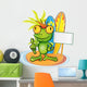 Frog Cartoon Surfer Wall Decal