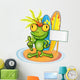 Frog Cartoon Surfer Wall Decal