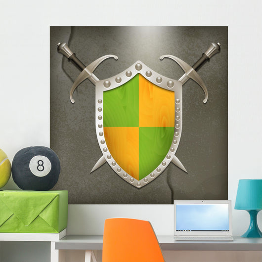 A set of double-edged swords medieval shield 