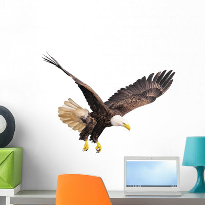 Bald Eagle White Wall Decal shown on a wall