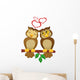 Cute couple cartoon owl  in love Wall Decal