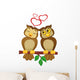 Cute couple cartoon owl  in love Wall Decal