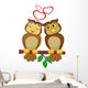 Cute couple cartoon owl  in love Wall Decal