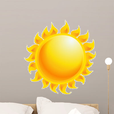 Yellow Vector Sun Shining shown on a wall