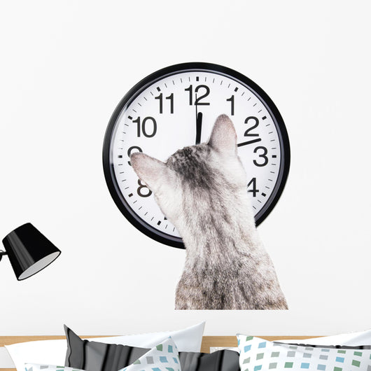 clock cat Wall Decal