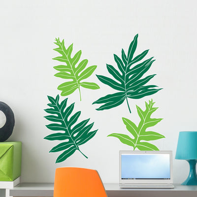Hawaiian Ferns Wall Stickers shown on a wall